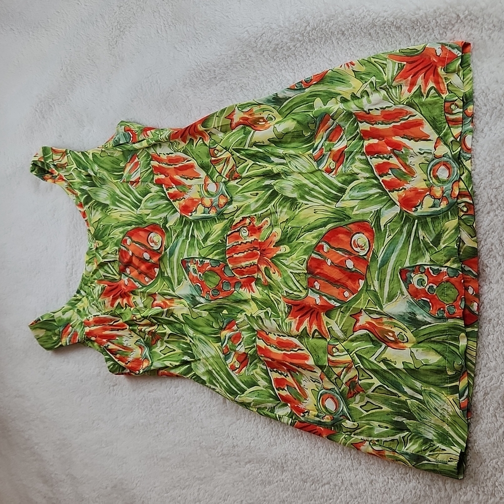 UNBRANDED M zip back Koi Fish Hawaiian Tropical dress. Cruise, beach, summer fun